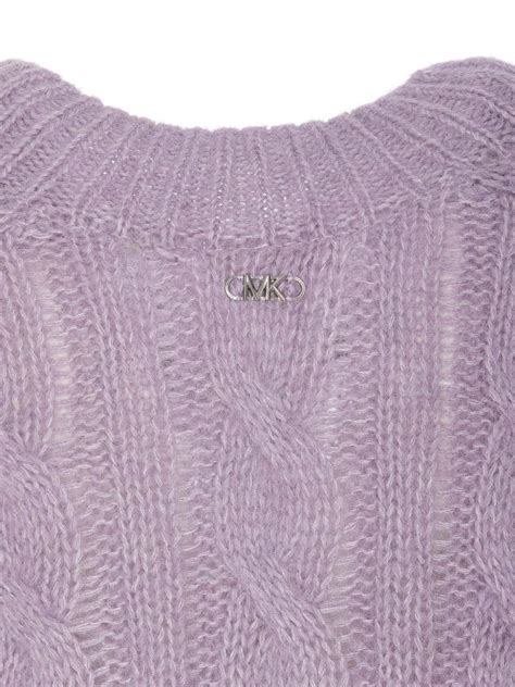 michael michael kors beaded cable knit sweater purple|Alpaca Blend Cable Knit Sweater .